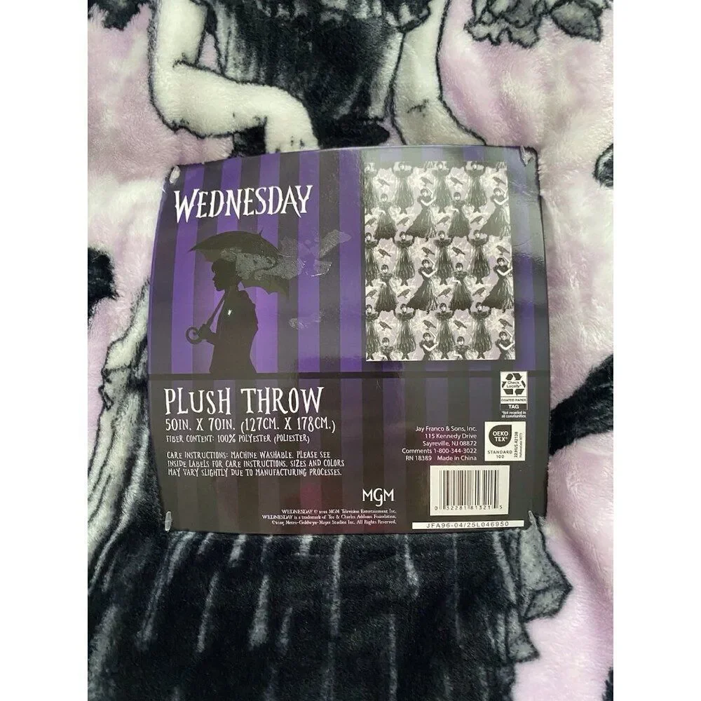 Wednesday Addams Dancing Netflix Show Soft Plush Throw 50” X 70” Purple Crow NEW